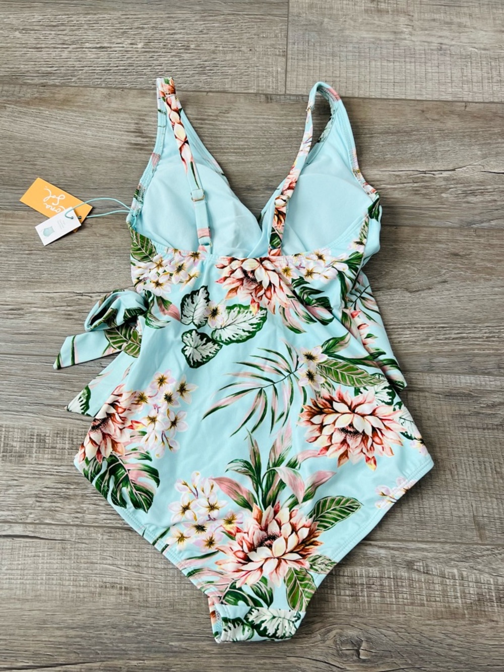 Kona Sol Light Blue Tropical One-Piece Swimsuit - Picture 3 of 4